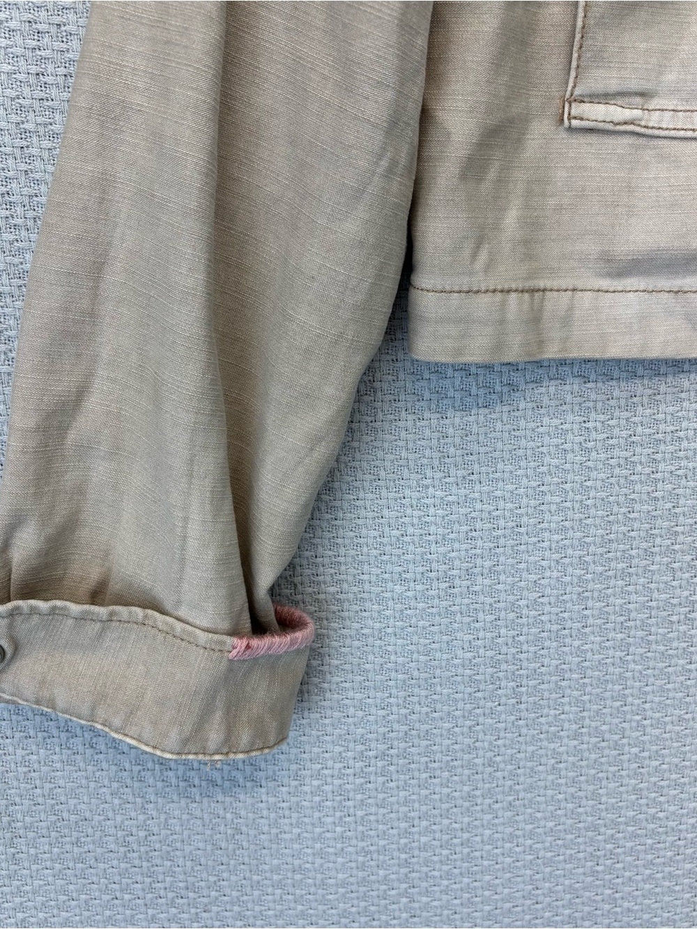Anthropologie Pilcro Cropped Utility Jacket Beige Tan 100% Cotton Women’s Size S - Picture 4 of 10